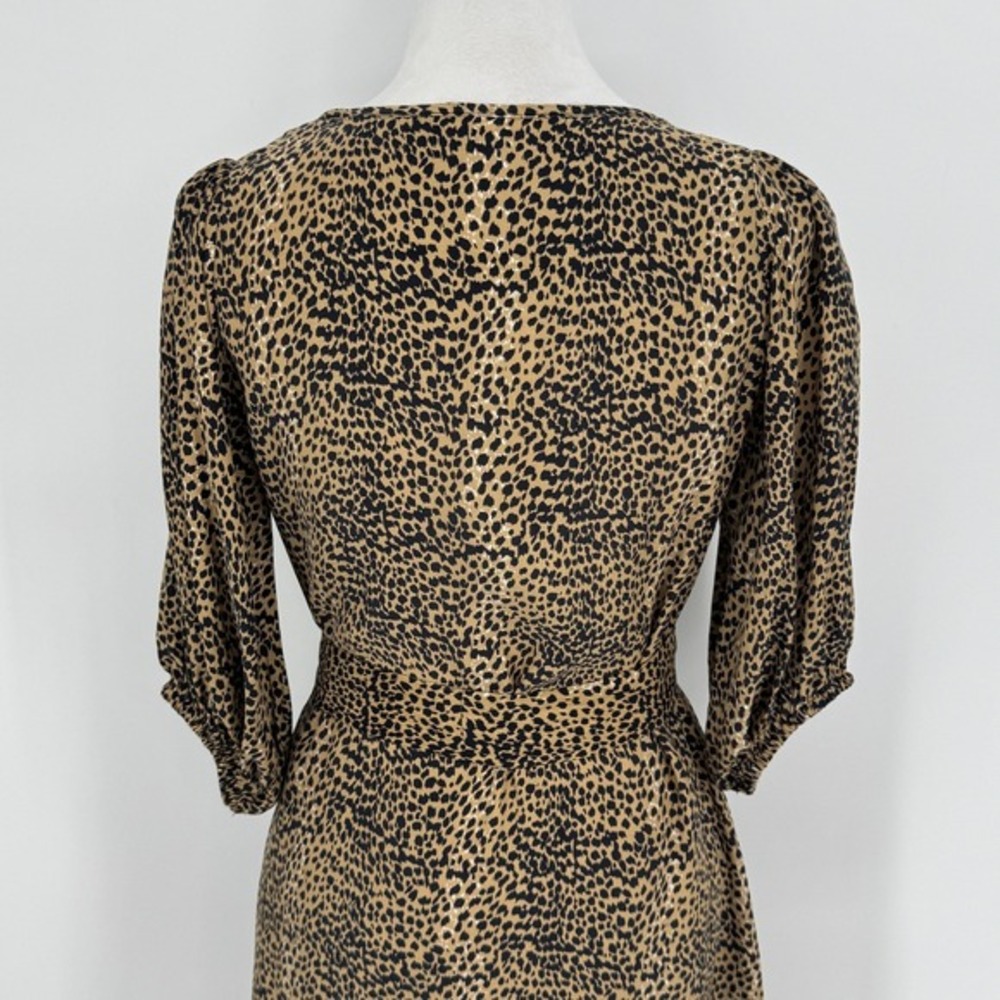 Emerson Fry Silk Fiona Dress Small Cheetah Animal Print Tie Waist Shirt Dress - Picture 9 of 12